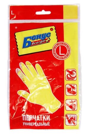 Перчатки для уборки Бонус размер L, желтые