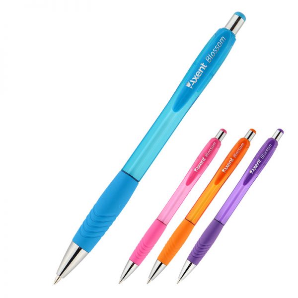 Ручка шарикова BLOSSOM автоматическая, пластиковая, стержень синий