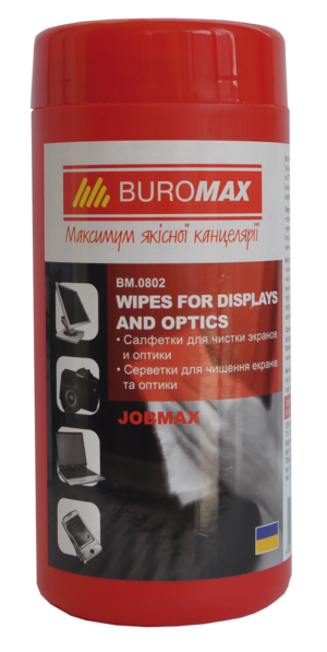 Салфетки влажные для чистки экранов, мониторов и оптики JOBMAX