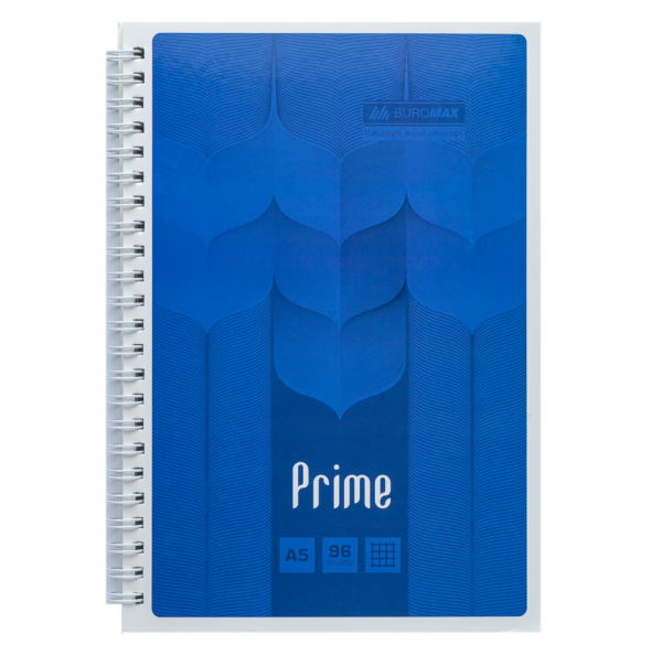 Тетрадь на пружине PRIME А5, 96 листов с картонной обложкой, синий, клетка