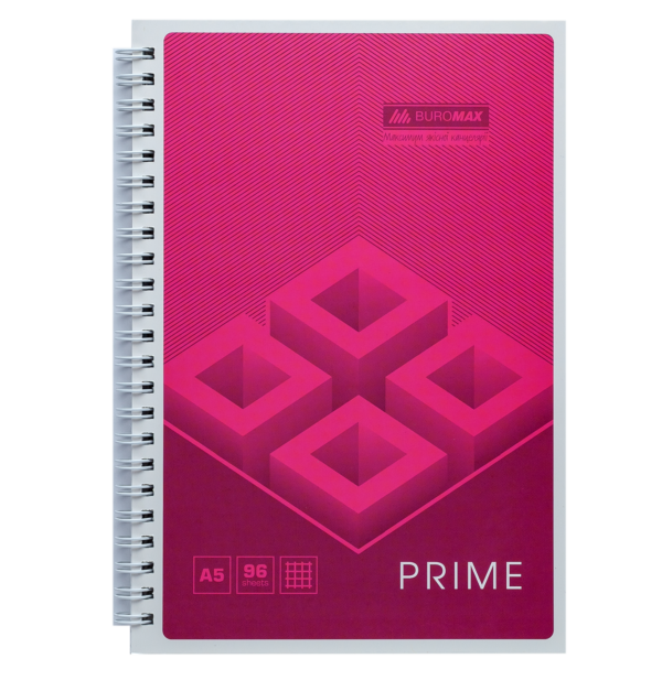 Тетрадь на пружине PRIME А5, 96 листов с картонной обложкой, розовый, клетка