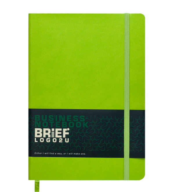 Блокнот деловой BRIEF LOGO2U, А5, 96л., гибкая обложка из кожзама, в клетку, зеленый