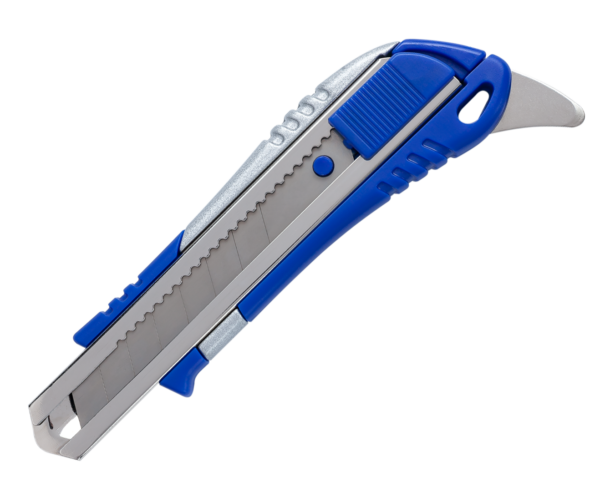 Нож универсальный 18 мм в пласт. корпусе с метал. направляющей, с доп.крючком