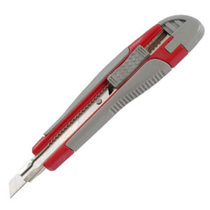 Нож универсальный 9 мм в пласт. корпусе с метал. направляющей, автофиксатор
