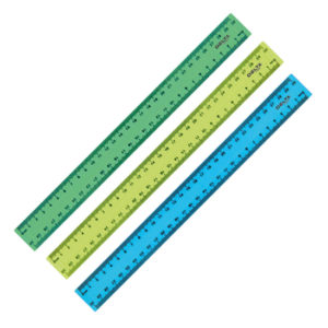 Линейка 30 см, пластиковая матовая, разноцветные (желтый, голубой, зеленый)