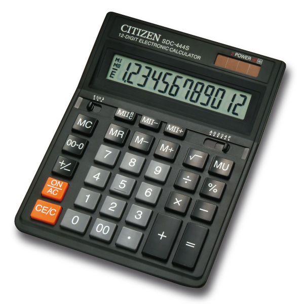 Калькулятор Citizen SDC-444S, 12 разрядов,