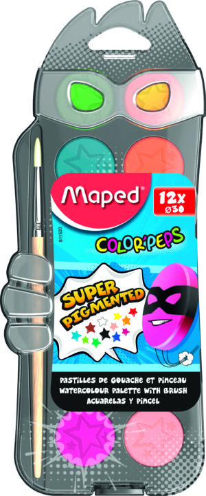 Акварельные краски 12 цветов COLOR PEPS пластиковая упаковка + кисточка