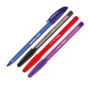 Ручка шариковая Trio UX-104, 1мм, 1500м (син, черн, красн, фиол)