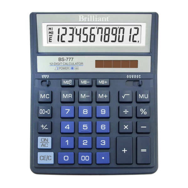 Калькулятор BRILLIANT BS-777ВL, 12 разрядов, две батареи, синий