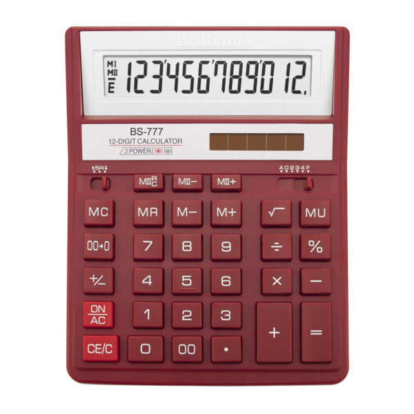 Калькулятор BRILLIANT BS-777RD, 12 разрядов, две батареи, красный