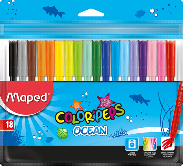 Фломастеры COLOR PEPS OCEAN, 18 цветов