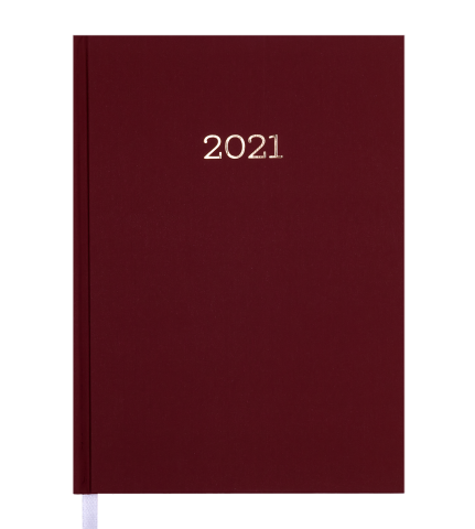 Ежедневник датированный 2021 MONOCHROME, А5, бордовый, твердая обложка