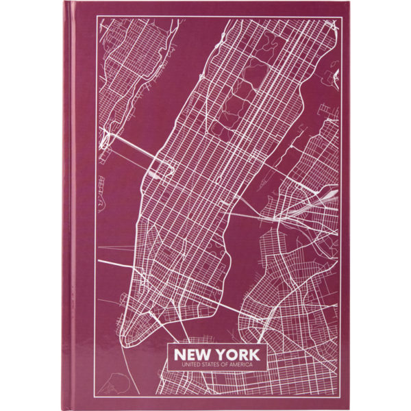 Книга канцелярская MAPS NEW YORK А4, 96 листов, твердая обложка, клетка, розово-коричневая