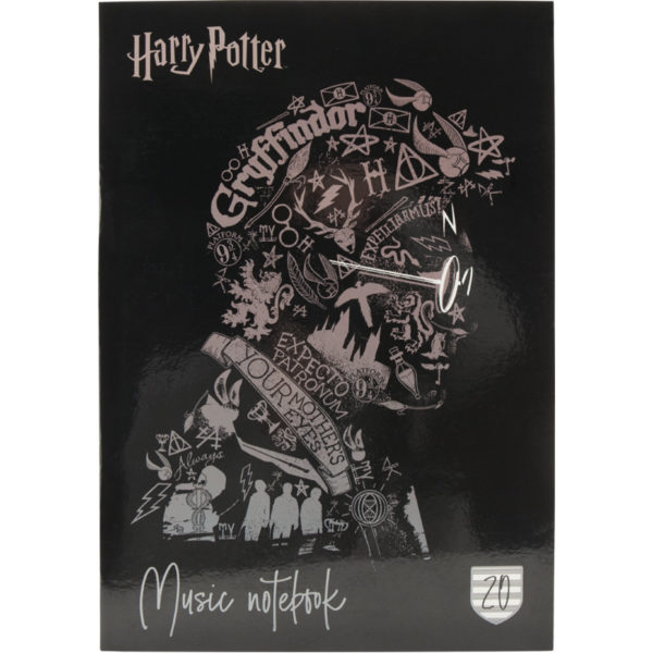 Тетрадь для нот А4, 20 листов, на скобе Kite Harry Potter-2 HP20-404-2