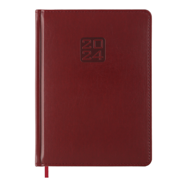 Ежедневник датированный 2024 BRAVO A5, бордовый, золотой торец