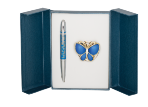 Набор подарочный “Papillon” : ручка шариковая + крючок для сумки, синий
