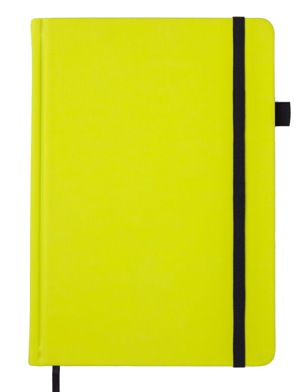 Блокнот деловой BRIGHT, А5, 96л., твердая обложка из кожзама, черная бумага, желтый