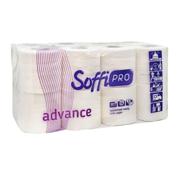 Туалетная бумага Soffione Аdvance Обухов 3 слоя, 16 рулонов, 150 отрывов, белая