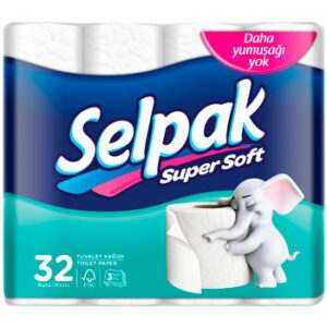 Туалетная бумага SELPAK Pro Premium, 3 слоя, 150 отрывов, 18,6 м, 32 рулона, белая
