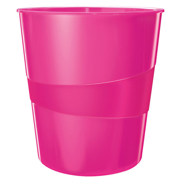 Корзина для бумаг пластиковая Leitz WOW, 15л, розовый металлик