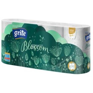 Туалетная бумага Grite Blossom 3 слоя, 150 отрывов, 18,75м, 32 рулона, белая