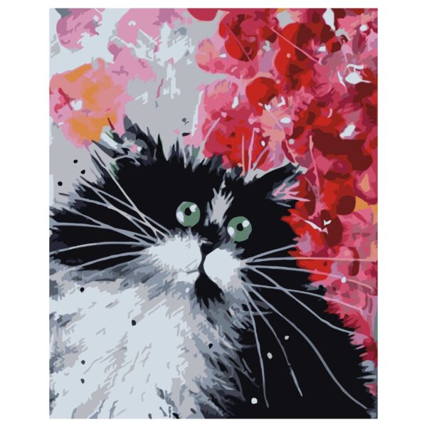 Картина для росписи по номерам «Черно-белый котик», 40х50см