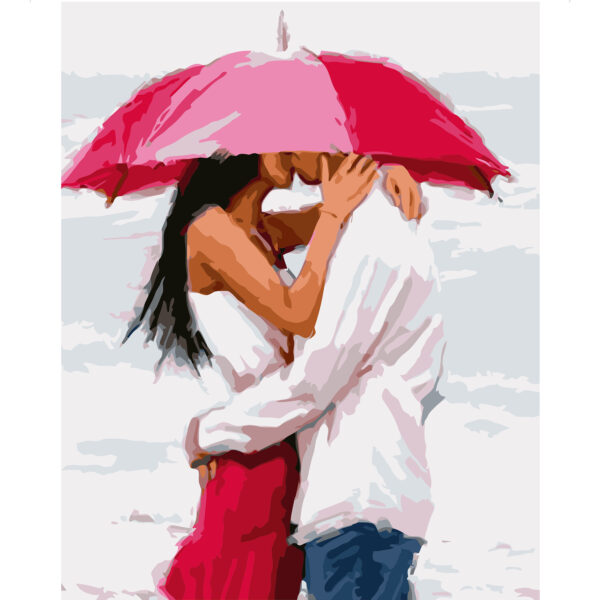 Картина для росписи по номерам «Поцелуй под зонтом», 40х50см