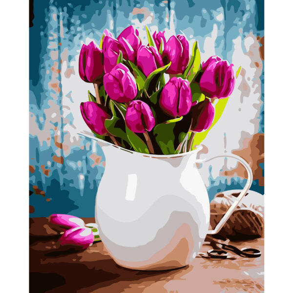 Картина для росписи по номерам «Ваза с фиолетовыми цветами», 40х50см