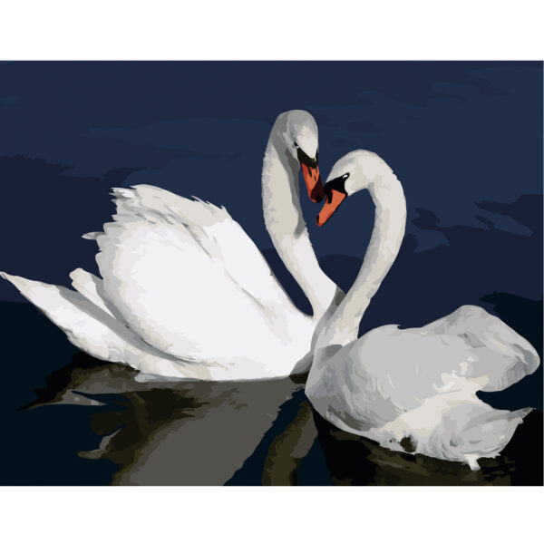 Картина для росписи по номерам «Лебеди в воде», 40х50см