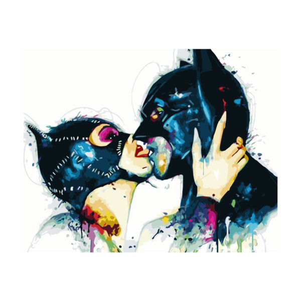 Картина для росписи по номерам «Женщина-кошка и Бэтмен», 40х50см