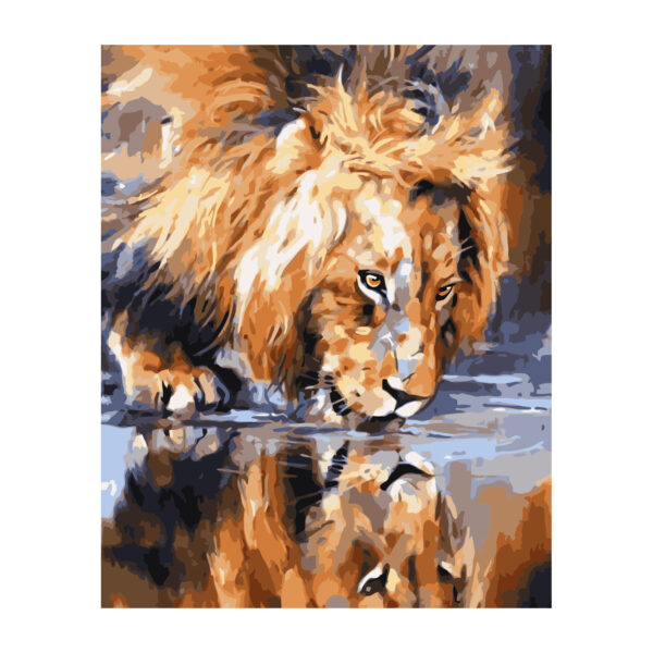 Картина для росписи по номерам «Лев на водопое», 40х50см