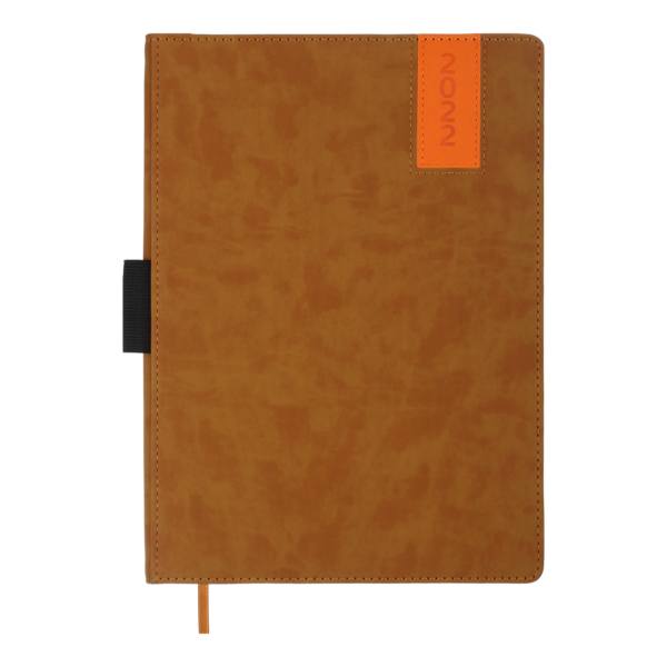 Ежедневник датированный 2022 VERONA, А4, твердая обложка, кожзам, светло-коричневый, тонированный срез
