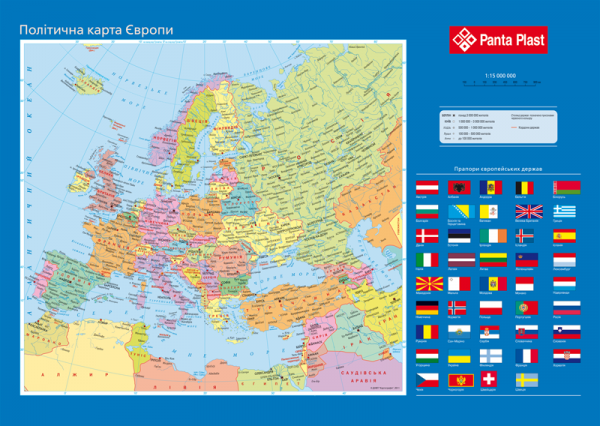Подкладка для письма 590х415мм Карта Европы
